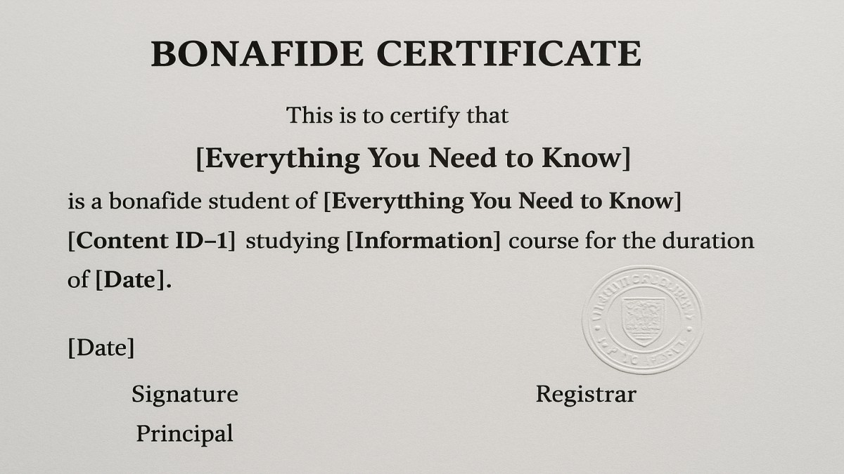 Bonafide Certificate